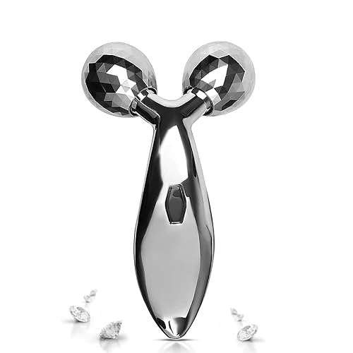 AMIFIT 3D Roller Massager for Face and Body | Natural Facial and Body Toning and Contouring with Chrome Balls for Radiant Skin (Body)