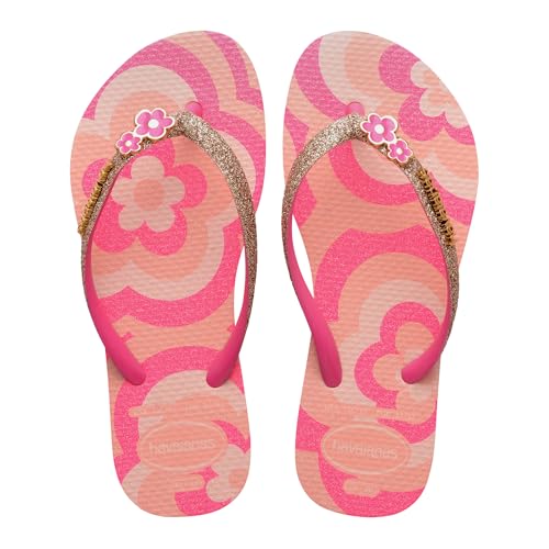 Havaianas - Kids Slim Glitter II, Flip-Flops with Print and Glitter, Lightweight and Shiny Design, Non-Slip Sole, Girls