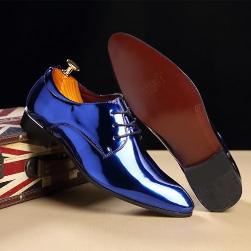 Men's Luxury Pointed-Toe Oxfords, Comfortable, Shiny, high-end Color Matching, Fashionable, Trendy, Suitable for Proms, Parties, Weddings and Daily Leisure.3