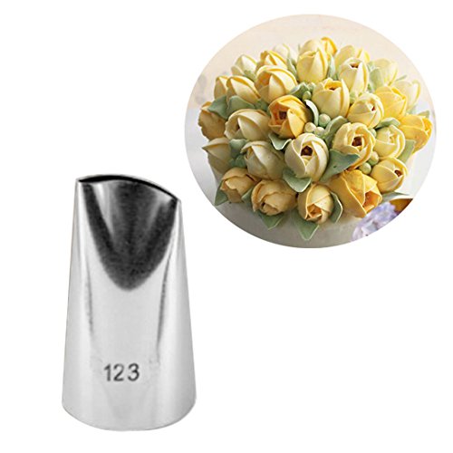 Fantasyday 5 Piece Stainless Steel Rose Flower Piping Tips Piping Nozzles Cake Decorating Supplies Cookies Cupcake Icing Decorating Supplies Decorating Kits Frosting Icing Tips Baking Set Tools #4 #TOP6