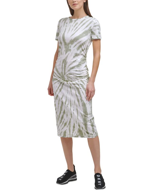 DKNY Sport Damen Batikkleid, Oliv/Blatt für mich (Leaf It to Me), Mittel