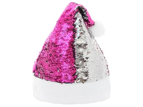Santa Magix Weihnachtsmütze Pink Plüsch mit Wendepailletten...