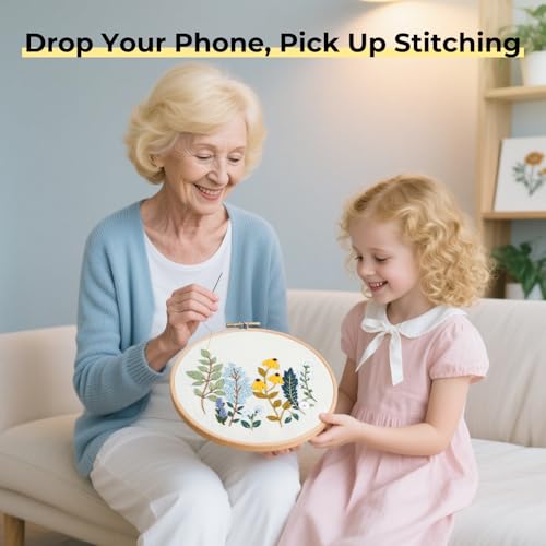 Image of HTVRONT 3 Pack Embroidery Kit for Beginners, Flower Pre-Printed Patterns | Step by Step Video,Includes Multiple Accessories, for Adults, Gift for Women Craft Lovers