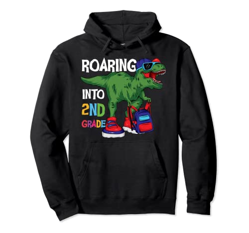 ROARING INTO 2ND GRADE TRex Dino Teachers Kids Student Pullover Hoodie