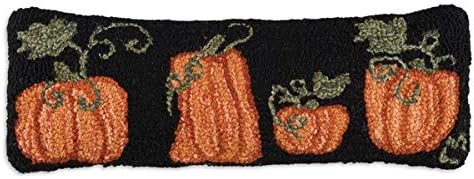 Chandler 4 Corners Almohada decorativa de lana con parche de calabaza diseñada por artistas (8 x 24 pulgadas), almohada de jardín para sofás y