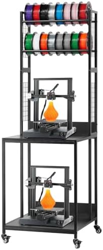 VEVOR 3D Printer Filament Storage Rack, 4-Tier 3D Printer Stand with Filament Storage, Spools Holder Racks Cart with Wheels, Filaments Organzied for 3D Printing Station, Office, Workshop (Shelf Only)