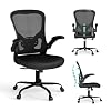 Flysky Mesh Office Chair, Ergonomic Computer Desk Chairs for Home Office – with Comfy/Comfortable Flip-up Arm Rests, Lumbar Support, Height Adjustable, 360 Degree Rolling Swivel (Black)