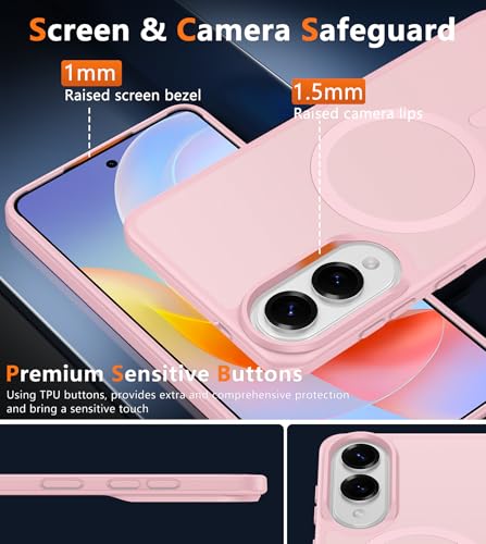 Image of FNTCASE for Samsung Galaxy S25 Edge Case: [Compatible with Magsafe] Translucent Matte Cases with [Screen Protector] Military Grade Shockproof Protective Magnetic Phone Cover (Pink 6.7 inch)