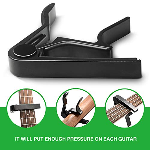 Image of SIIWOO Guitar Capo, 6-String Acoustic & Electric Guitar Capo, Black Silicone Rubber Capo for Acoustic Guitar, Bass Guitar, Electric Guitar, Ukulele, Banjo, Mandolin