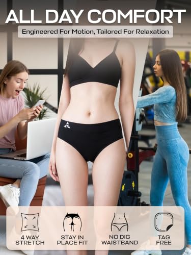 Image of Balanced Tech Moisture Wicking Underwear for Women, Seamless Workout Hipster Brief Bikini Panties