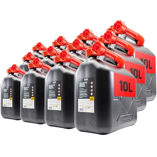Preisvergleich Produktbild KOVA® 13x Benzinkanister 10L SCHWARZ Dieselkanister Reservekanister Kraftstoffkanister 10 Liter Wasserkanister für Benzin Diesel Wasser AdBlue, Auswahl: 5 20 20L ltr 5L 10-Liter-Kanister & Außgießer