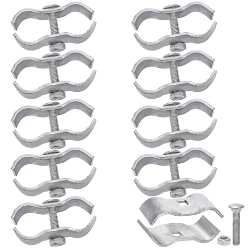 WRINGKIT 10 Pack Dog Kennel Clamps 1-3/8 Chain Link Fence Panel Clamps Galvanized Pipe Panel Frames Chain Link Fence Hardware for Temporary Dog Kennels Chicken Coops Metal Cage