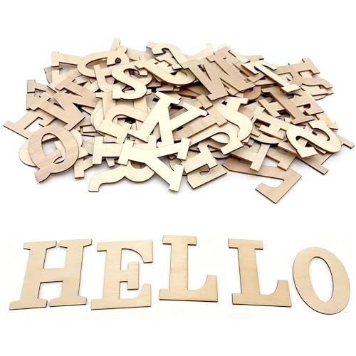 96Pcs Wooden Letters for Crafts 3 Inch Unfinished Capital Wooden Alphabet Letters&Numbers Wood Letters for DIY Painting Arts Home Decorations Spelling Learning