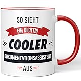 JUNIWORDS Tasse, So sieht ein richtig cooler Dokumentationsassistent aus, Rot (5810447)