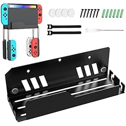 Gancho Para Ventilador TiMOVO Soporte de Pared Compatible con Nintendo Switch OLED 2021/Switch, Soporte Montaje en Pared Resistente con Orificios de Ventilación y Ganchos Compatible con Joycon, Consola de NS, Cables, Negro