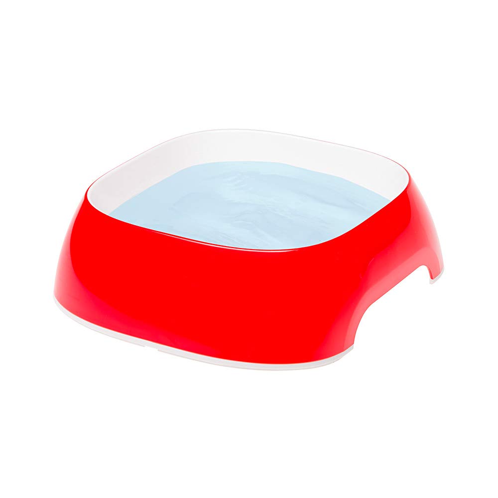 Ferplast Glam Ciotola per Gatti Ciotola per Cibo e Acqua per Gatti in plastica Antiscivolo, Facile da Pulire, 0,4 litri, Rosso