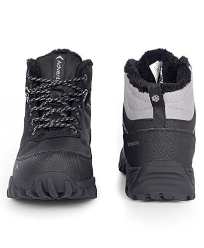 Image of Edge ET 1100 Men's Waterproof Mountain Trekking Boots, Mid-Top, Black, Anti-Slip Grip, Round Toe