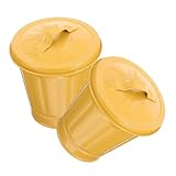 Homoyoyo 2 piezas Bote de Basura Pequeño con Tapa y Asa Cubo Metálico Portátil Amarillo para Encimera Papelera de Mesa Ligera y Compacta para Hogar y Oficina de Unidades