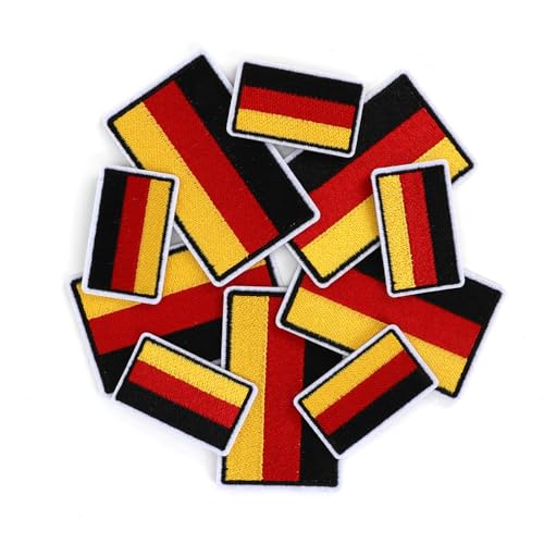 MWOOT Deutschland Flaggen Patch, 10 Stück Germany Flag Patches, Der Bundeswehr Deutschland Flaggen-Flicken zum Aufbügeln für Jacken Taschen Deko, Deutsch Fahne Bügelbild