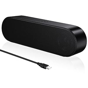 PC Speaker, USB Portable Computer Speaker, Mini Soundbar with 3D Surround Stereo for Notebook, PC, Laptop, Desktop, Plug and Play (Black)