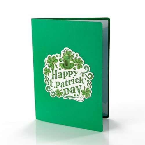 Carte pop-up 3D Happy Patrick Day Avion trèfle vert Saint-Patrick O26