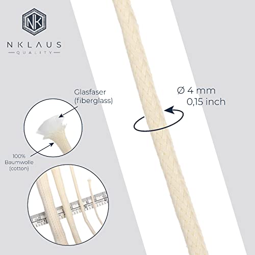 NKlaus 3 meter wick with glass fibre insert glass fibre wick round diameter 4mm for melting light spirit lamp oil lamp for purified lamp oil paraffin oil permanent wick garden torch paraffin lamp 1257 - Image 2