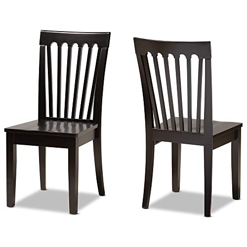 Baxton Studio Minette Transitional Dining Chair Set - Dark Brown Wood 2-Piece