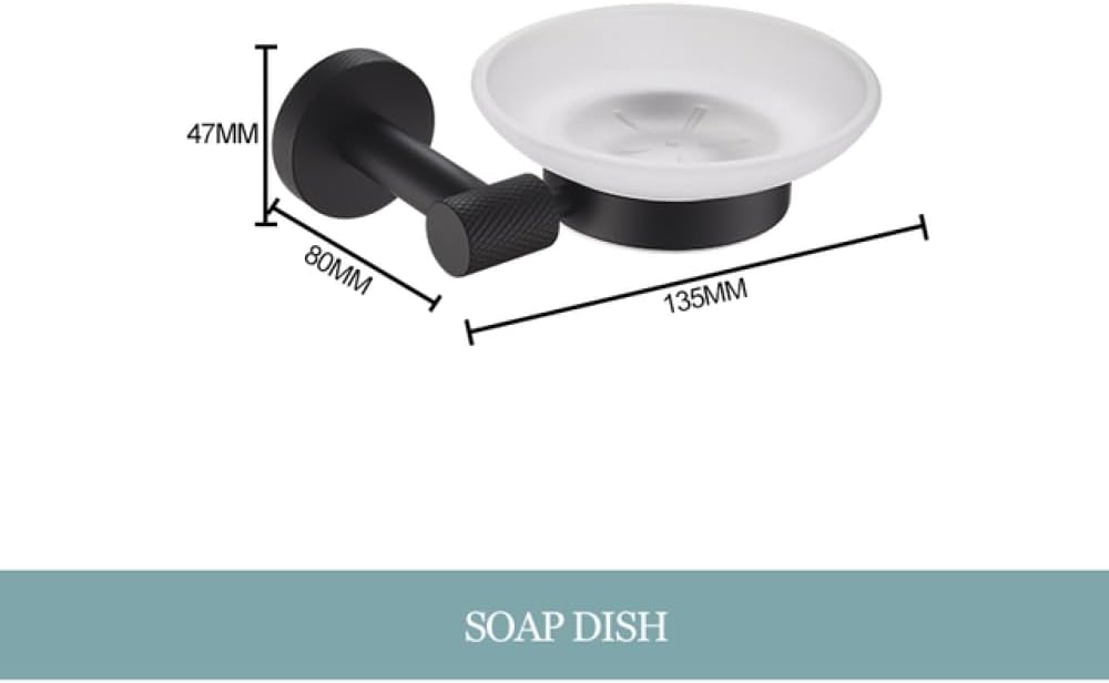 Bathroom Accessories Hardware Set Kit Towel Bar Wall Mount Matt Black Toilet Paper Holder Hand Robe Hook Hanger Stainless Steel,Robe Hook (Soap Dish)