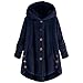 Dasongff Veste Polaire Femme Chaude Manteau Polaire Chaud Col Roulé Tops Chapeau Mode Hiver Grand Taille Bouton Manteau Pelucheux Tail Tops Sweat à Capuche Pull Loose Veste Parka en Peluche
