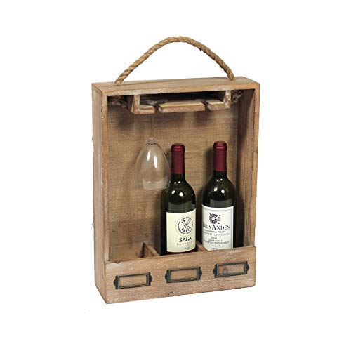 HTI-Line Weincaddy Flaschenträger Pinot Weinträger Saft Bier Milch Sekt Kiste für 3 Flaschen Holzkiste Flaschentragekorb Vintage Cover
