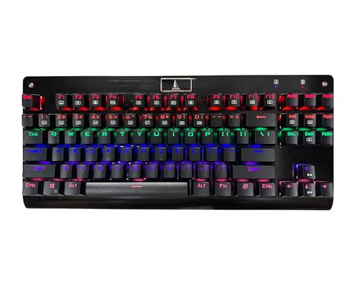 Granvela OUTEMU Tactile Brown Switches 87-Key Mechanical Keyboard | Aluminium Panel | Rainbow LED Backlit | N-Key Rollover |Tenkeyless | Hot Swappable |Spare Switches Included- Z-77,Black