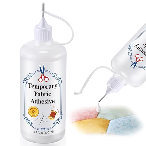 Fabric Glue Temporary Fabric Adhesive, 100ml/3.4oz, Water Soluble Basting Sewing Glue for English Paper, Quilting, Applique and Piecing Patchwork Sewing