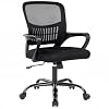 DUMOS Home Office Computer Chair – Ergonomic Mid Back Desk with Lumbar Support and Rocking Mode, Height Adjustable with Fixed Armrest, for Conference Meeting Room, 360° Swivel, Adults, Black