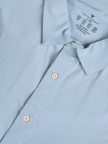 Image of TECHNOSPORT Men's Polyester Slim Fit Solid Casual Shirt with Ts Lytra