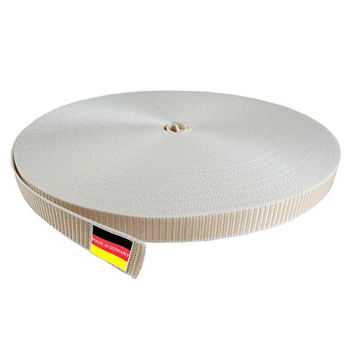 Inovatec 50 Meter Rollladengurt Maxi 22mm für Tür und Fenster Rolladen - reißfest und UV-beständig - in Grau Weiß Beige Braun Schwarz, Farbe:Beige