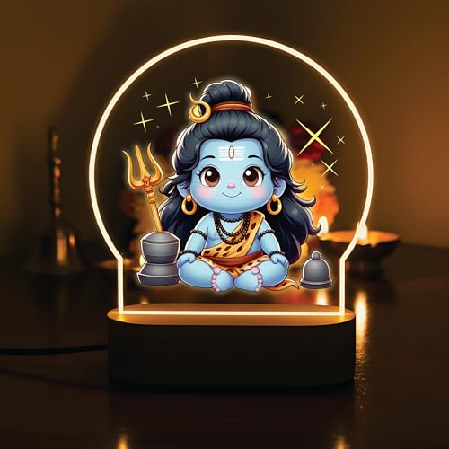 Image of Giftplease Divine Baby Shiva LED Desk Lamp - Warm Glow Spiritual Night Light - Cute Bal Shiva Table Decor for Pooja Room, Meditation Space, and Kids' Bedroom - Religious Gift & Home Accent GL 11