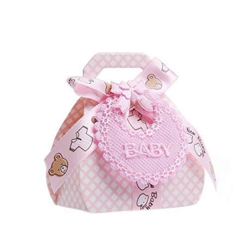 Xuniu 12 Pièces Boîtes De Bonbons avec Ruban pour Bébé Douche Baptême Partie Faveur Cadeau DIY Rose
