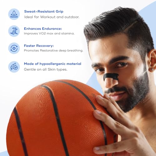 Image of BREATH FIX Nasal Strip for Breathing (Pack of 2) | Large Size | 60 Strips | Black Colour | Supports Nasal Breathing | Hypoallergenic Adhesive | CDSCO Approved