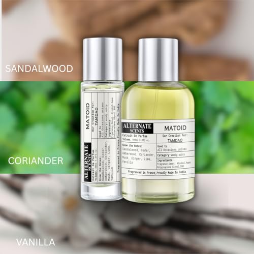 Image of Alternate Scents Matoid Long Lasting 100ml Perfume For Men& Women |Strong& long Lasting with 30% Oil Concentration|Woody Sandalwood Musk | Fragrance From France | Made In India|
