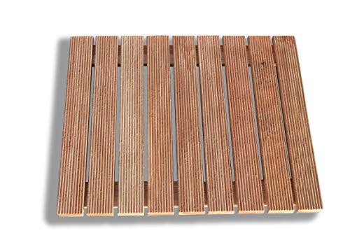 Castelmerlino Tarima para ducha en listones de alerce atornillados 54x68 cm para platos de ducha 70x90 cm