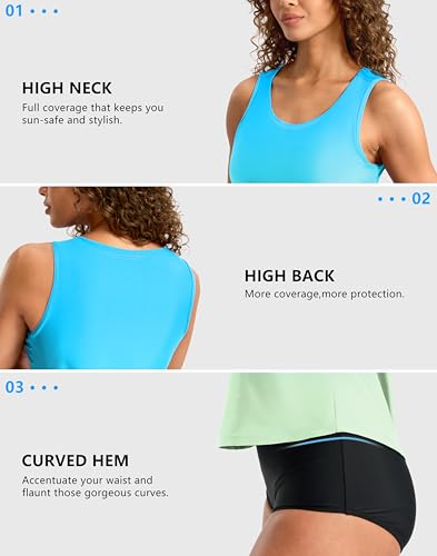 Image of G Gradual Tankini Tops for Women High Neck Swimsuits Swim Top Modest Bathing Suit Swimwear Tank Top only No Bottom