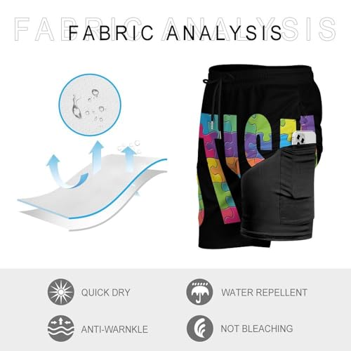 Autism Awareness Puzzles Men's Board Shorts Swimsuit Beach Pants Swimwear Bathing Suits 6