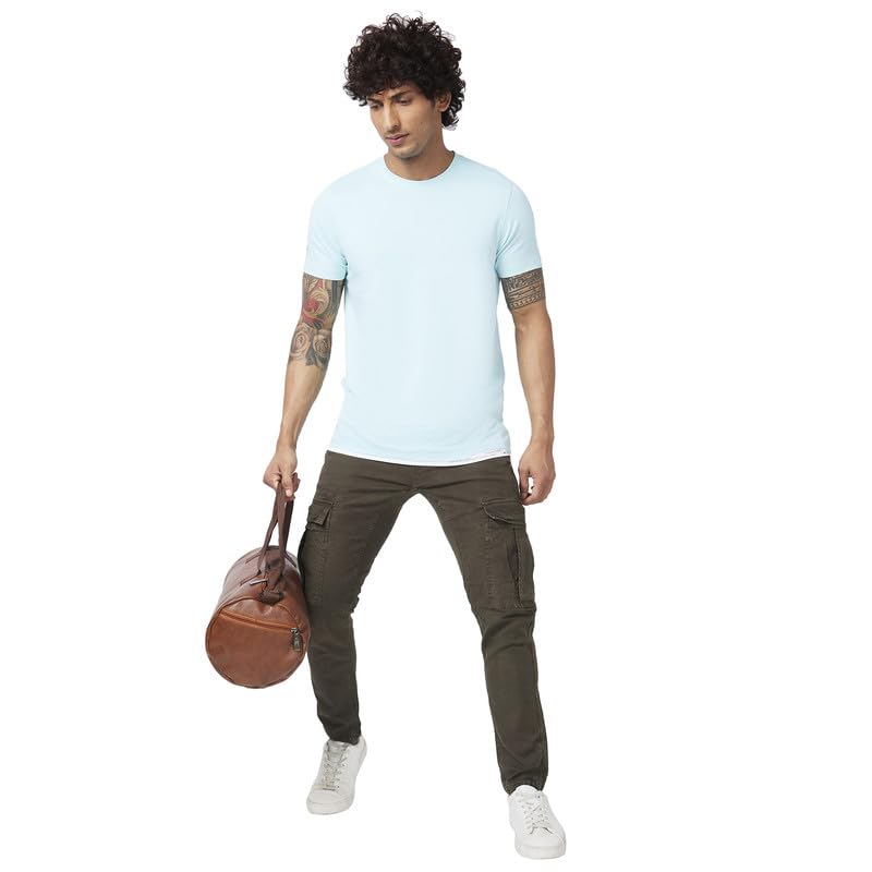 Image of Spykar Men's Slim Fit Round Neck Half Sleeve Solid Casual T-Shirt