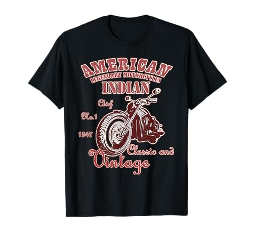 Vintage American Motorcycle Indian For Old Biker Motorbike T-Shirt