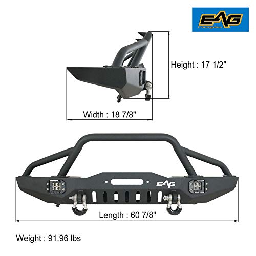 EAG Steel Front Bumper with LED Lights and Winch Plate Fit for 84-01 Cherokee XJ/Comanche MJ - Thumbnail 3