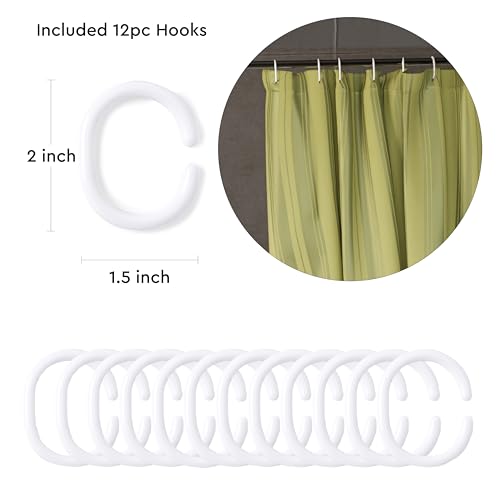Image of Encasa XO Waterproof Shower Curtain for Bathroom 6 x 6 feet(183x183 cm), Anti-Fungal Polyester Washroom Curtain with 12 Hooks, Wet & Dry Partition Toilet Curtains Stripe Sage
