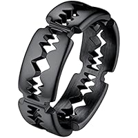 PROSTEEL Anillos Antiestres de Hojas, Anillo Ansiedad Fidget Ring para Hombres Acero Inoxidable, Negro