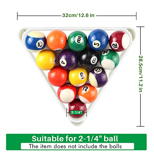 Teekerwan Heavy-Duty Deluxe Plastic 8 Ball Triangle Rack For 2 1/4" Pool Balls, Billiard Pool Table Ball Rack Triangle Rack(White) #TOP1