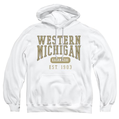 Western Michigan University Official Founded Date Unisex Adult Pull-Over Hoodie, White, Small