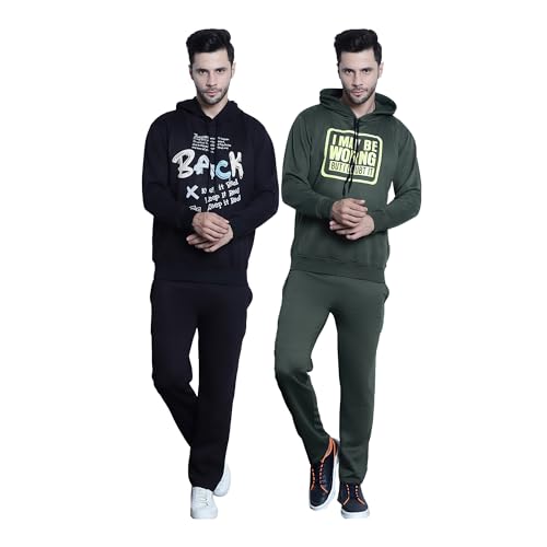 Image of Mack Jonney Printed Round Neck Cotton Fleece Track Suit for Men (Pack of 2)(Kangaroo Pockets)-MACK51565